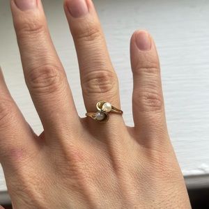 10k stamped pearl ring